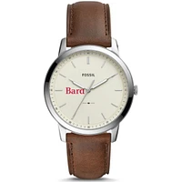 Men's Fossil  Silver Bard College Raptors The Minimalist Brown Leather Watch
