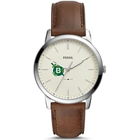 Men's Fossil  Silver Belhaven Blazers The Minimalist Brown Leather Watch
