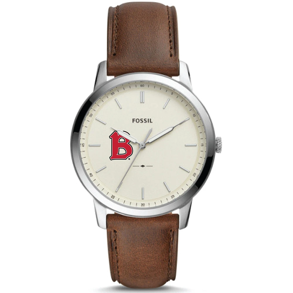 Men's Fossil Silver Benedictine Eagles The Minimalist Brown Leather Watch