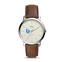 Men's Fossil  Silver Bentley Falcons The Minimalist Brown Leather Watch