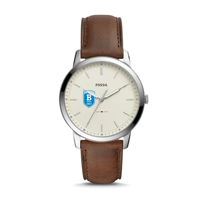 Men's Fossil  Silver Bentley Falcons The Minimalist Brown Leather Watch