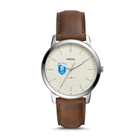 Men's Fossil  Silver Bentley Falcons The Minimalist Brown Leather Watch
