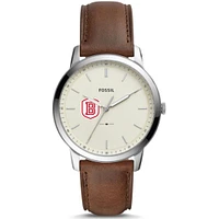 Men's Fossil  Silver Bradley Braves The Minimalist Brown Leather Watch