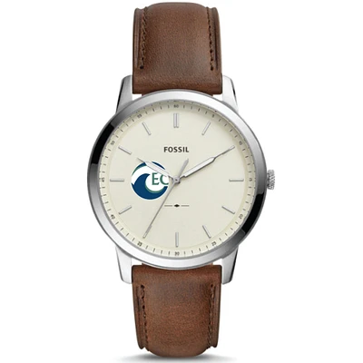 Men's Fossil  Silver Eckerd Tritons The Minimalist Brown Leather Watch