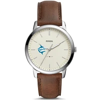 Men's Fossil  Silver Hawaii Pacific Sharks The Minimalist Brown Leather Watch