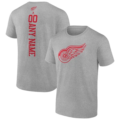 Men's Heather Gray Detroit Red Wings Personalized Name & Number T-Shirt