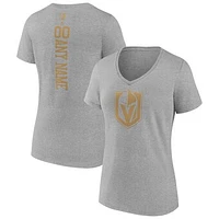 Women's Heather Gray Vegas Golden Knights Personalized Name & Number V-Neck T-Shirt