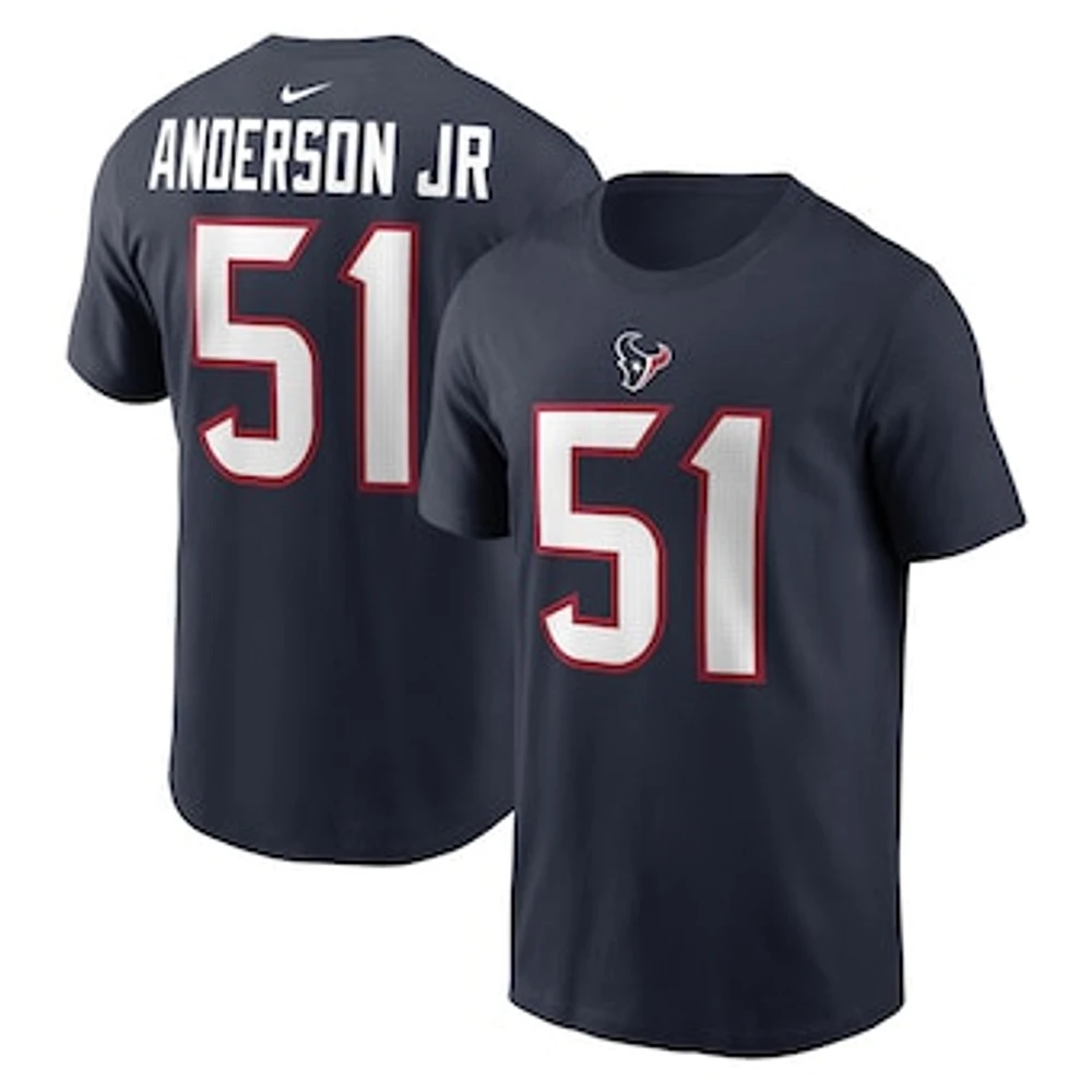 Men's Nike Will Anderson Jr. Navy Houston Texans  Player Name & Number T-Shirt