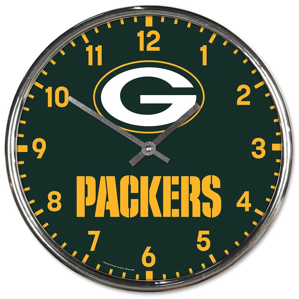 WinCraft Green Bay Packers Chrome Wall Clock