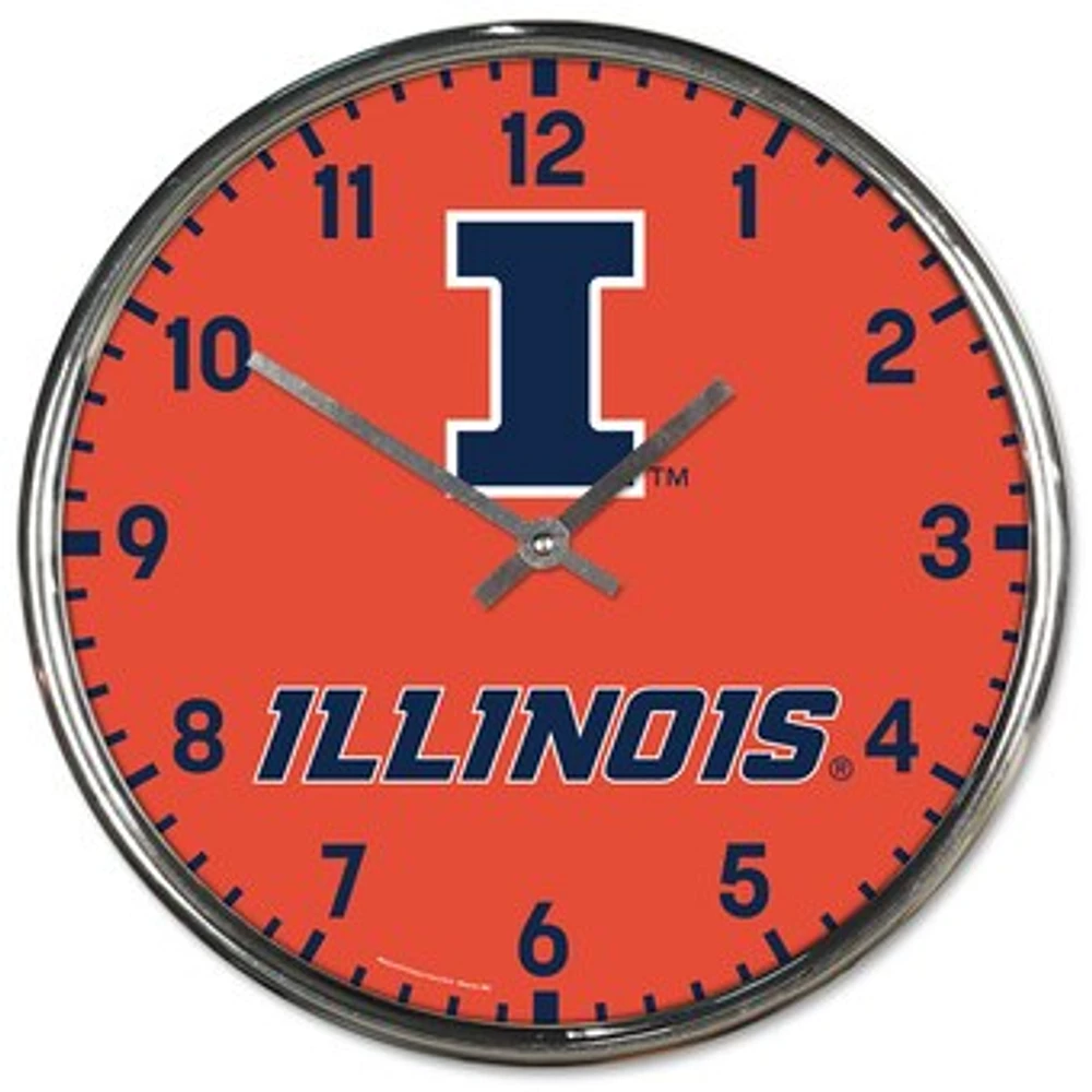 WinCraft Illinois Fighting Illini Chrome Wall Clock