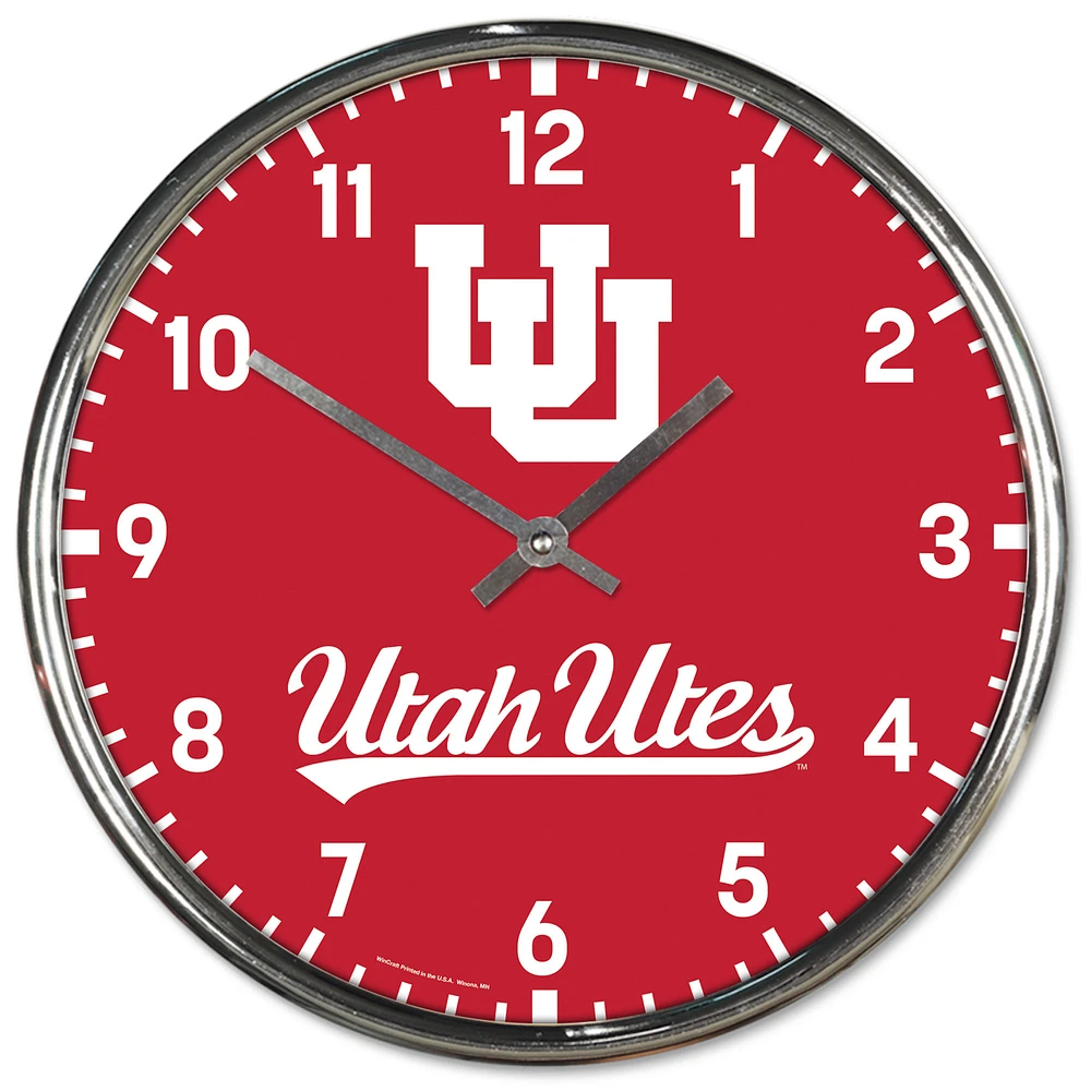 WinCraft Utah Utes Chrome Wall Clock