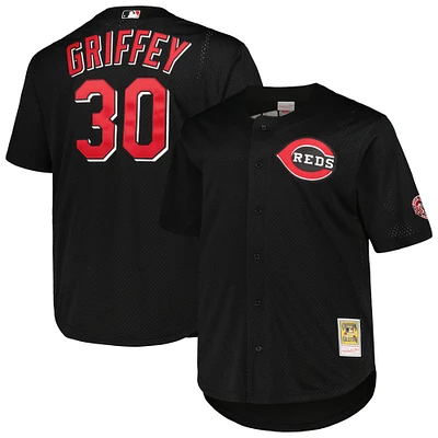 Men's Mitchell & Ness Ken Griffey Jr. Black Cincinnati Reds Big Tall Cooperstown Collection Batting Practice Replica Jersey