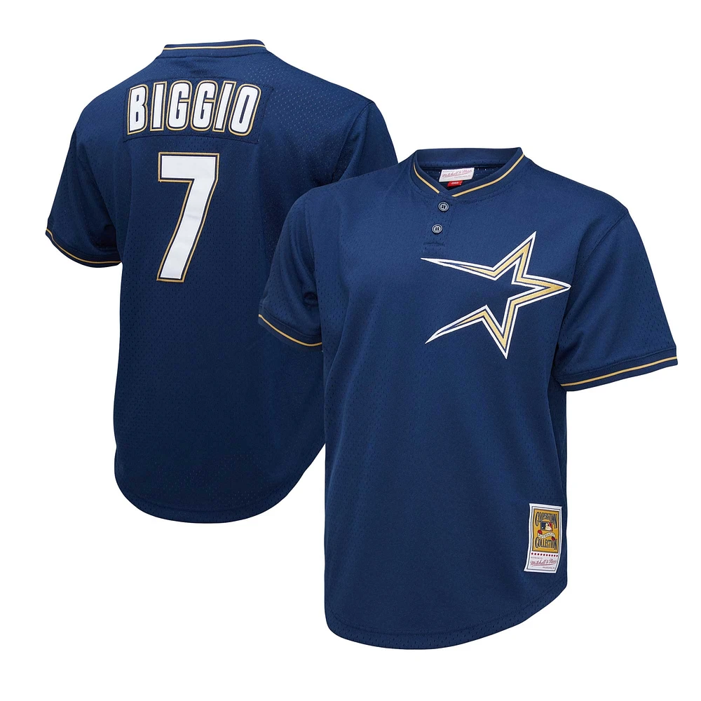 Men's Mitchell & Ness Craig Biggio Navy Houston Astros 1991 Cooperstown Collection Mesh Pullover Jersey