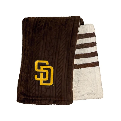 Pegasus San Diego Padres 60" x 70" Cable Knit Sherpa Stripe Blanket