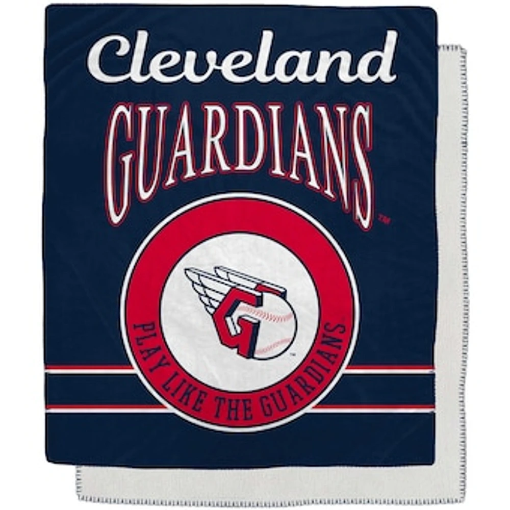 Cleveland Guardians 50" x 60" Retro Emblem Flannel Fleece Sherpa Blanket