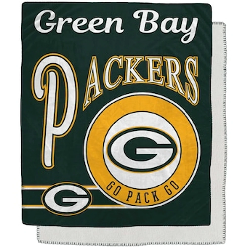 Green Bay Packers 50" x 60" Retro Emblem Flannel Fleece Sherpa Blanket