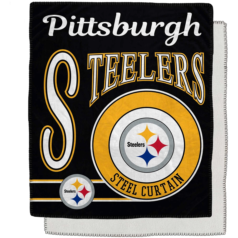 Pittsburgh Steelers 50" x 60" Retro Emblem Flannel Fleece Sherpa Blanket