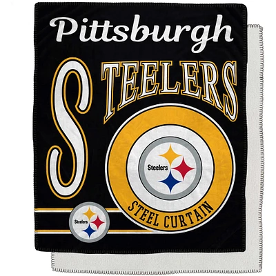 Pittsburgh Steelers 50" x 60" Retro Emblem Flannel Fleece Sherpa Blanket