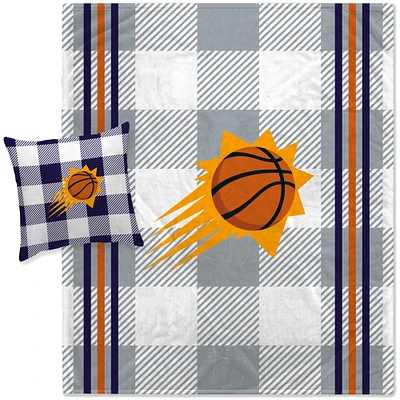 Pegasus Phoenix Suns Gray Plaid Stripes Blanket and Pillow Combo Set