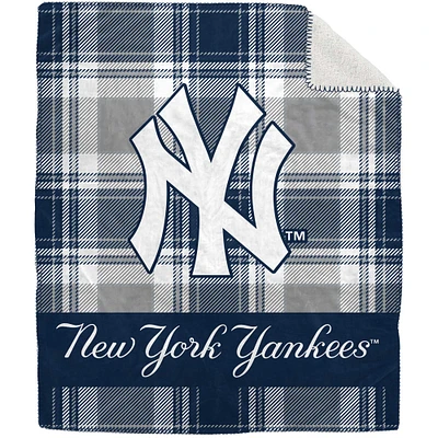 Pegasus New York Yankees 50" x 60" Plaid Flannel Sherpa Plush Blanket