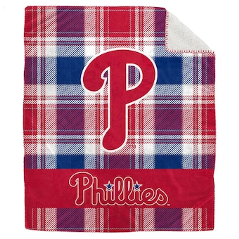 Pegasus Philadelphia Phillies 50" x 60" Plaid Flannel Sherpa Plush Blanket