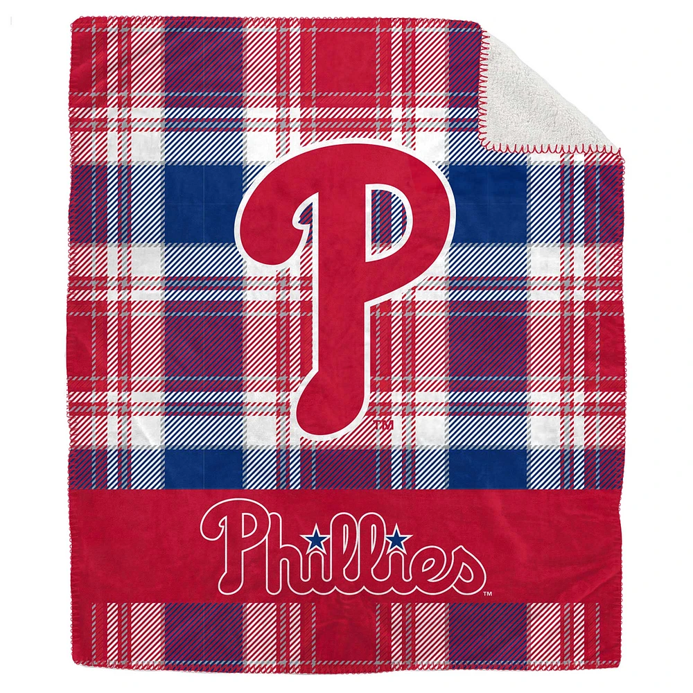 Pegasus Philadelphia Phillies 50" x 60" Plaid Flannel Sherpa Plush Blanket