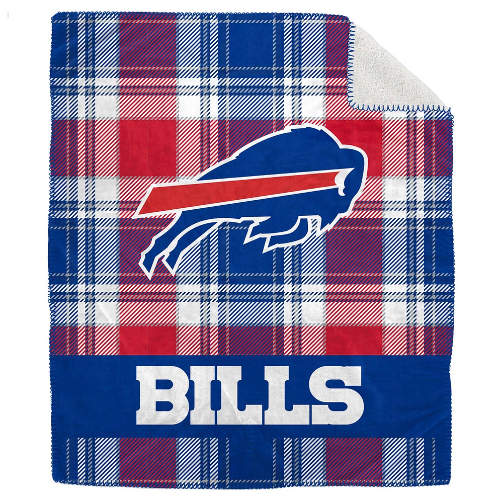 Pegasus Buffalo Bills 50" x 60" Plaid Flannel Sherpa Plush Blanket