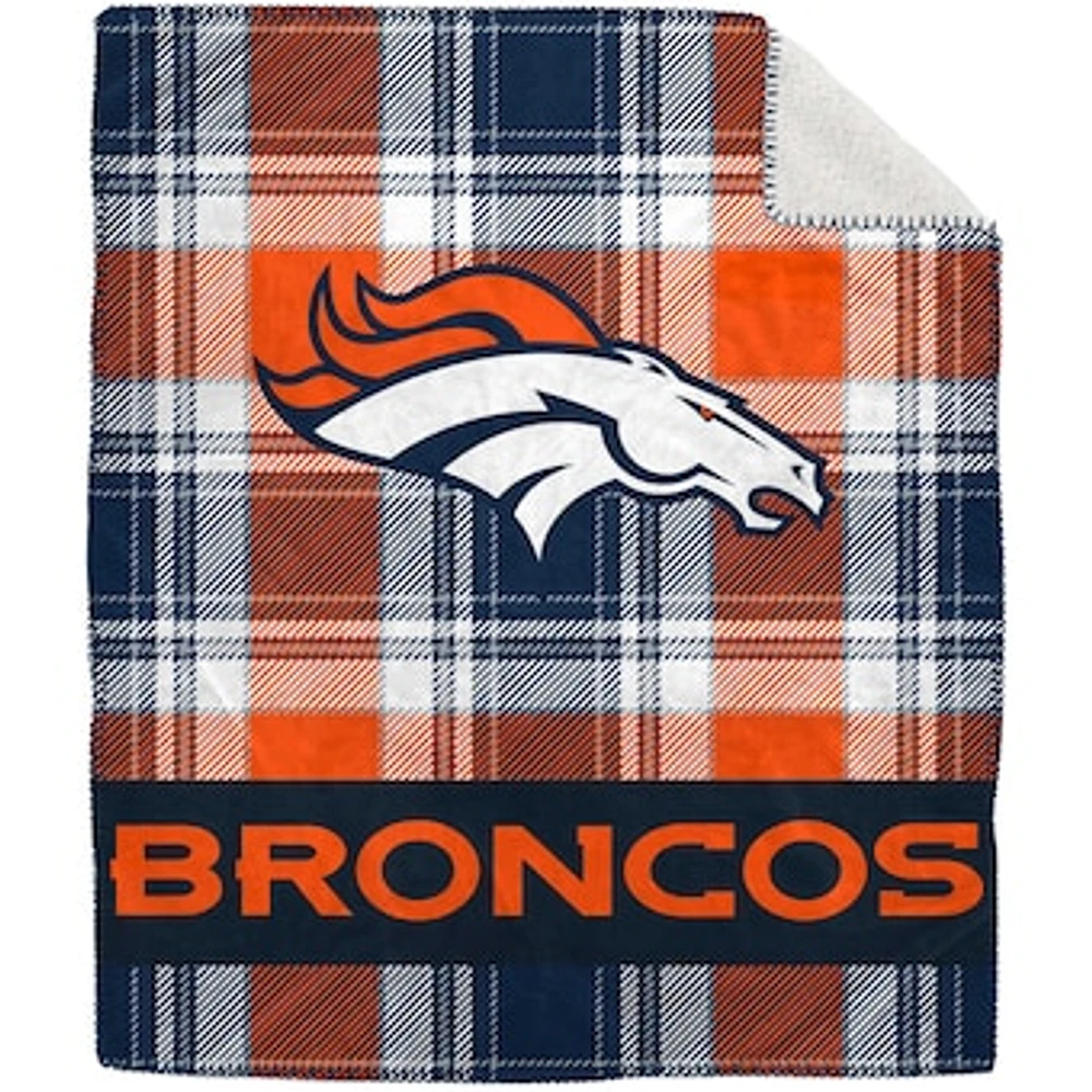 Pegasus Denver Broncos 50" x 60" Plaid Flannel Sherpa Plush Blanket