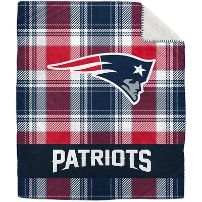 Pegasus New England Patriots 50" x 60" Plaid Flannel Sherpa Plush Blanket