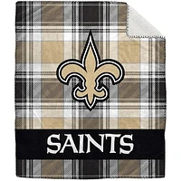 Pegasus New Orleans Saints 50" x 60" Plaid Flannel Sherpa Plush Blanket