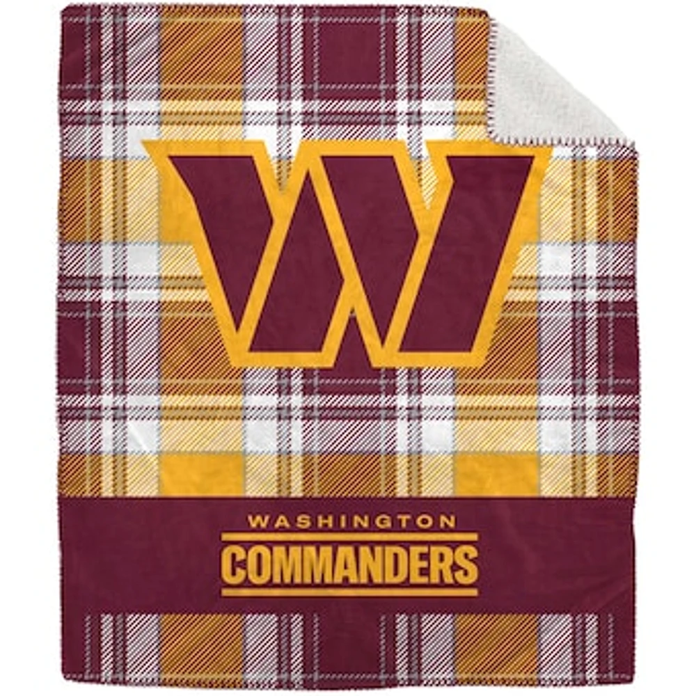 Pegasus Washington Commanders 50" x 60" Plaid Flannel Sherpa Plush Blanket