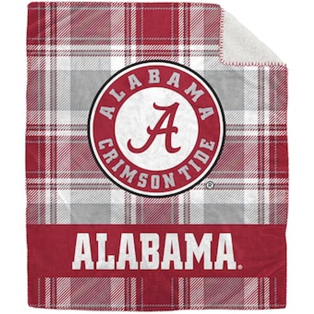 Pegasus Alabama Crimson Tide 50" x 60" Plaid Flannel Sherpa Plush Blanket