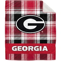 Pegasus Georgia Bulldogs 50" x 60" Plaid Flannel Sherpa Plush Blanket