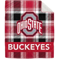 Pegasus Ohio State Buckeyes 50" x 60" Plaid Flannel Sherpa Plush Blanket