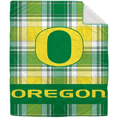 Pegasus Oregon Ducks 50" x 60" Plaid Flannel Sherpa Plush Blanket