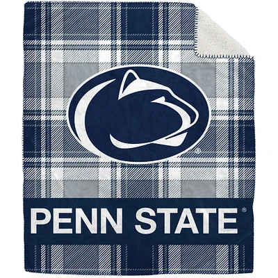 Pegasus Penn State Nittany Lions 50" x 60" Plaid Flannel Sherpa Plush Blanket