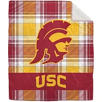 Pegasus USC Trojans 50" x 60" Plaid Flannel Sherpa Plush Blanket