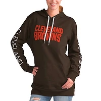 Women's G-III 4Her by Carl Banks Brown Cleveland Browns Extra Inning Pullover Hoodie