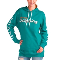 Women's G-III 4Her by Carl Banks Aqua Miami Dolphins Extra Inning Pullover Hoodie