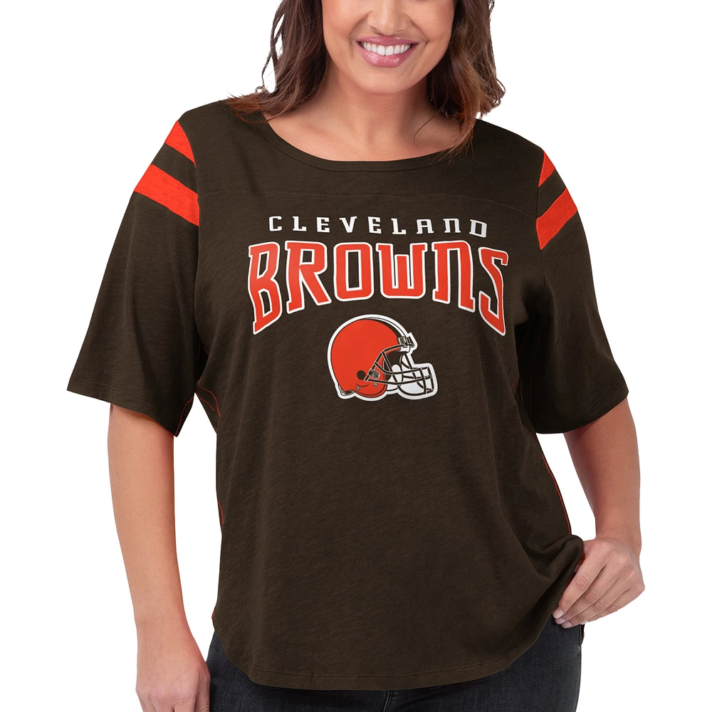 Women's G-III 4Her by Carl Banks Brown Cleveland Browns Plus Size Linebacker T-Shirt