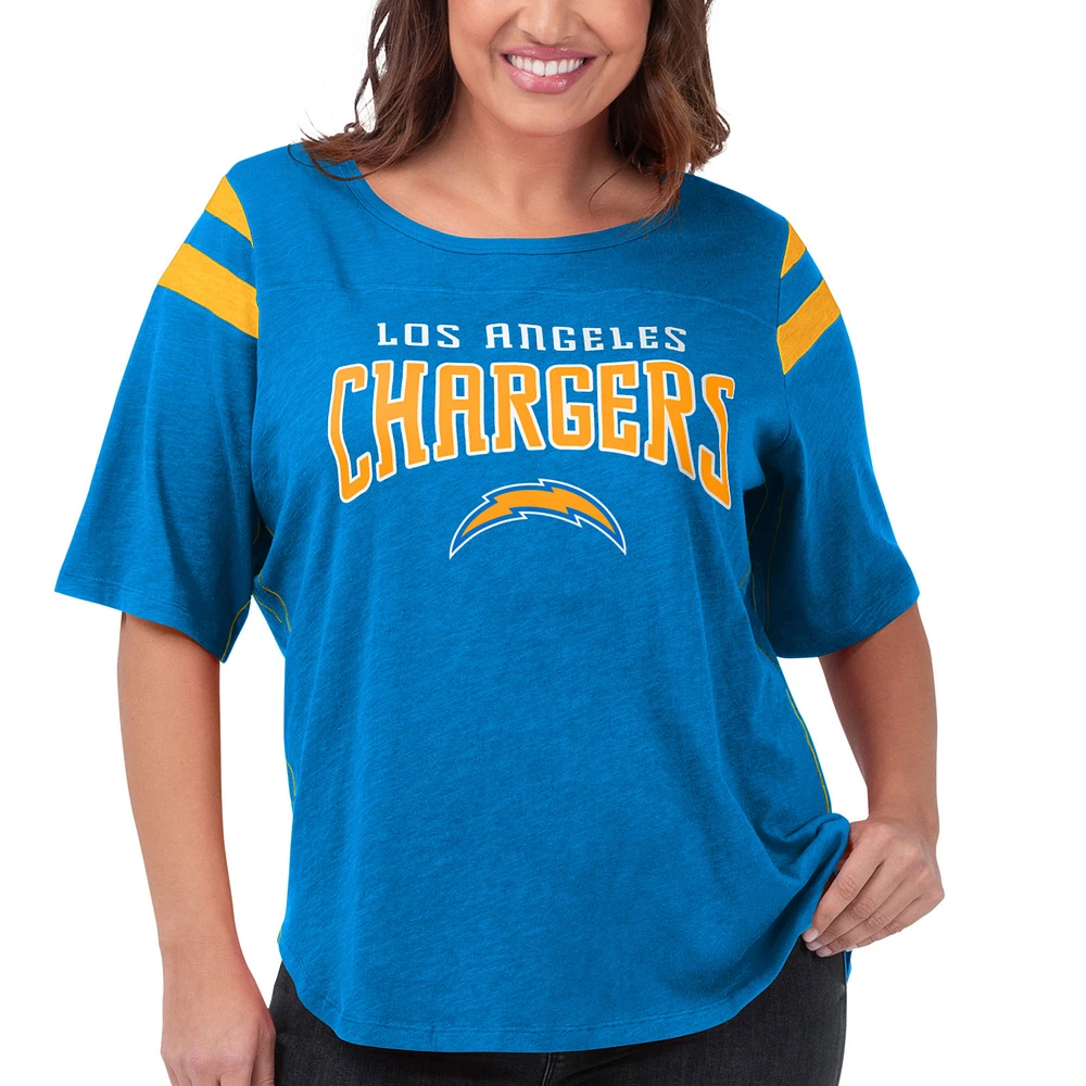 Women's G-III 4Her by Carl Banks Light Blue Los Angeles Chargers Plus Linebacker T-Shirt