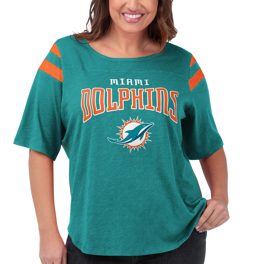 Women's G-III 4Her by Carl Banks Aqua Miami Dolphins Plus Linebacker T-Shirt