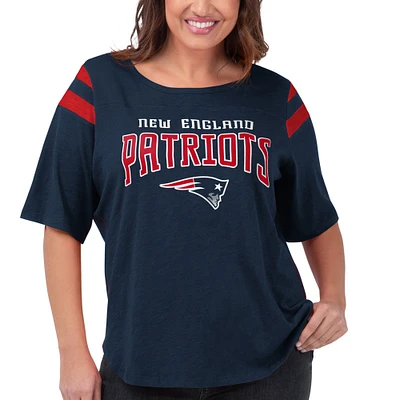 Women's G-III 4Her by Carl Banks Navy New England Patriots Plus Linebacker T-Shirt