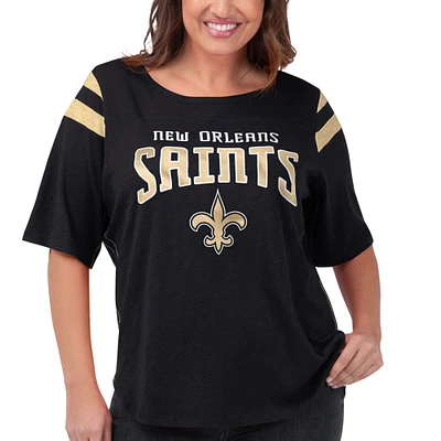 Women's G-III 4Her by Carl Banks Black New Orleans Saints Plus Linebacker T-Shirt