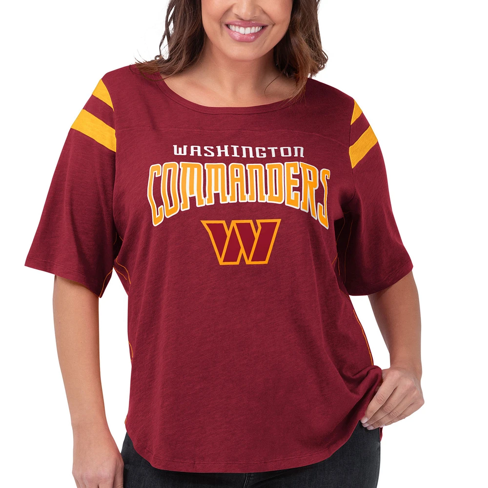 Women's G-III 4Her by Carl Banks Burgundy Washington Commanders Plus Linebacker T-Shirt