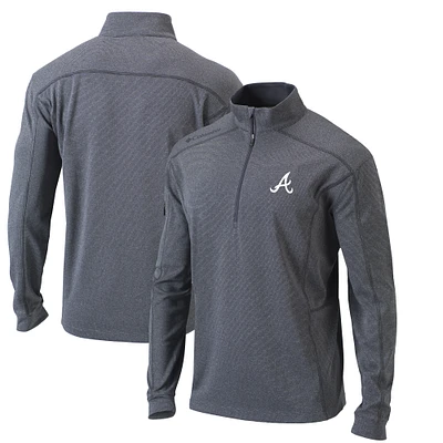 Men's Columbia  Heather Gray Atlanta Braves Omni-Wick Shotgun Quarter-Zip Pullover Top