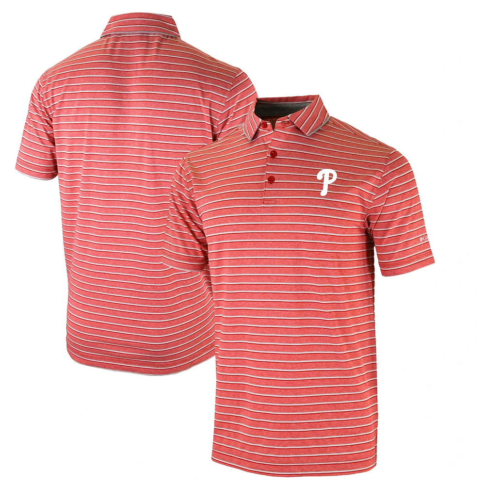 Men's Columbia Red Philadelphia Phillies Omni-Wick Post Round Polo
