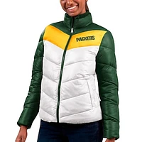 Women's G-III 4Her by Carl Banks  White/Green Green Bay Packers New Star Quilted Full-Zip Jacket