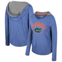 Women's Colosseum  Royal Florida Gators Distressed Heather Long Sleeve Hoodie T-Shirt