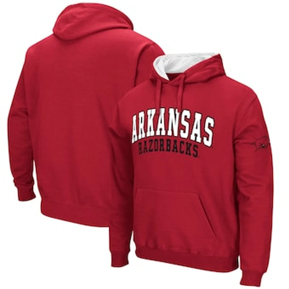 Men's Colosseum Cardinal Arkansas Razorbacks Double Arch Pullover Hoodie